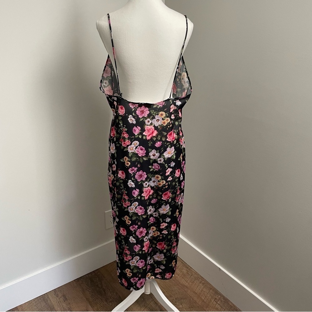 Vintage Cachet 90's Y2K Floral Lingerie Slip Dress Lace Trim Midi Length - Picture 3 of 7